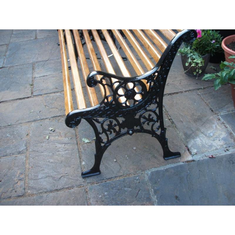 Fully refurbished Small Cast Iron Bench with Oak Slats