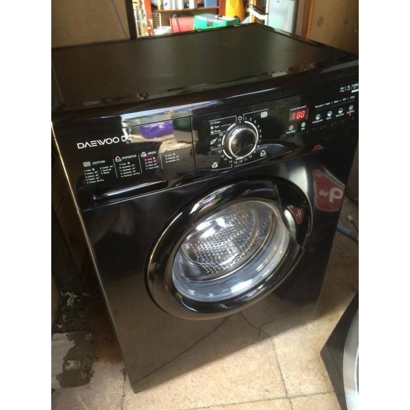 Reconditioned Black Daewoo DWDM12CK 6kg load 1200 spin washing machine. 3 month money back guarantee