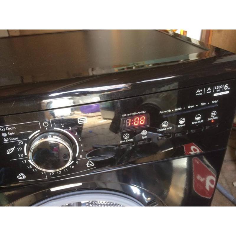 Reconditioned Black Daewoo DWDM12CK 6kg load 1200 spin washing machine. 3 month money back guarantee
