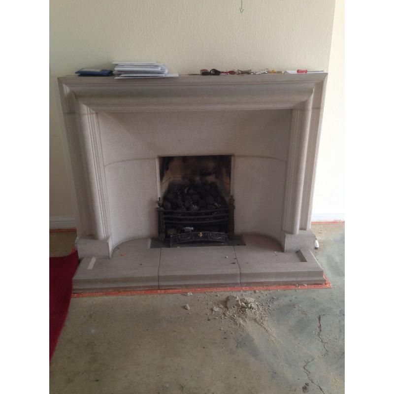 Stone fireplace