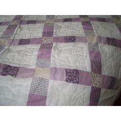 Pretty Lilac and white patchwork quilt for Double/King Bed