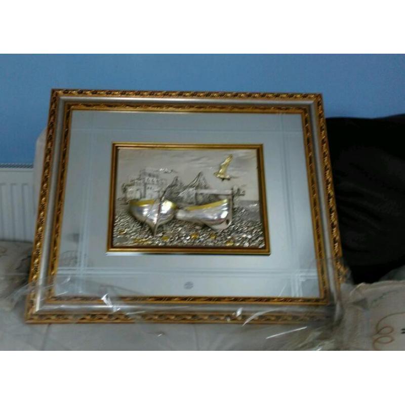 Silver and gold picture / mirror arg 925