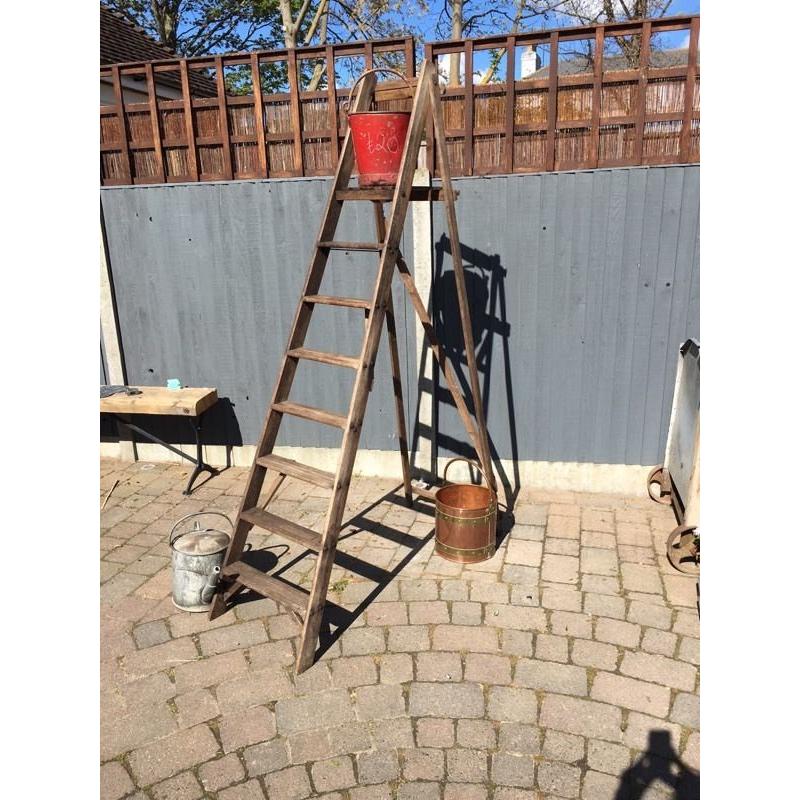 Huge vintage wooden ladder shop prop wedding display retro shabby French