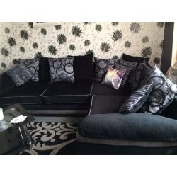 Black and silver grey corner sofa and chair