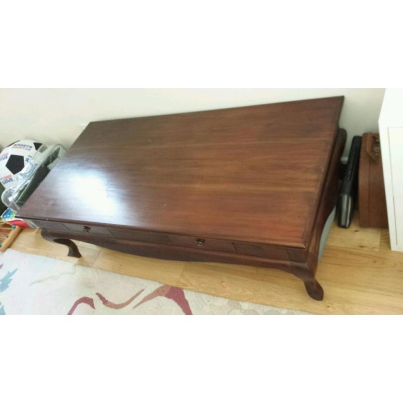 Beautiful large dark solid wood coffee table