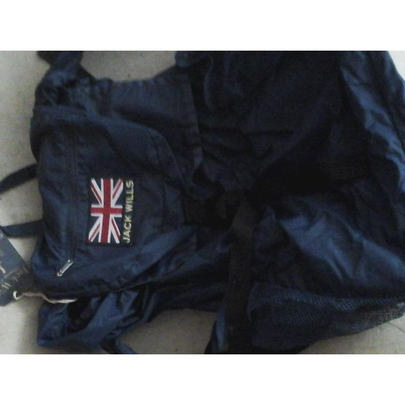 New Jack Wills rucksack navy blue raywell packaway