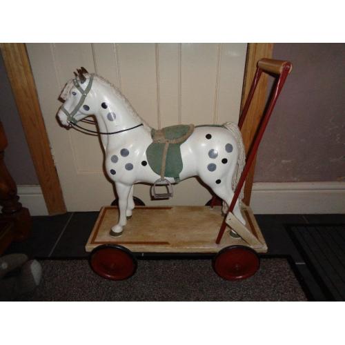 Vintage push along horse