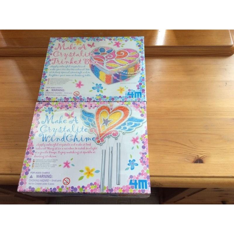 Brand new in cellophane craft kits wind chime trinket box quality