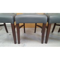 BRAND NEW 4 Dining Chairs In Grey Leather & Striped Fabric **CAN DELIVER**