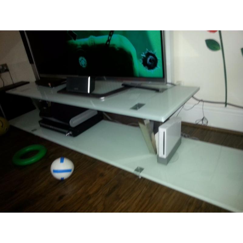 tv unit/stand, white glass