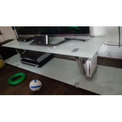 tv unit/stand, white glass