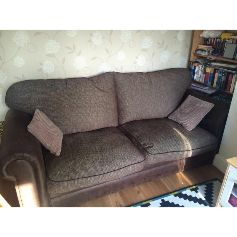 Large 3 seat sofa & large round swivel chair