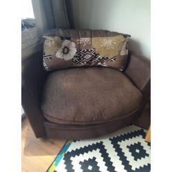 Large 3 seat sofa & large round swivel chair