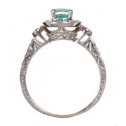 18CT WHITE GOLD AND BLUE TOPAZ AND DIAMOND RING
