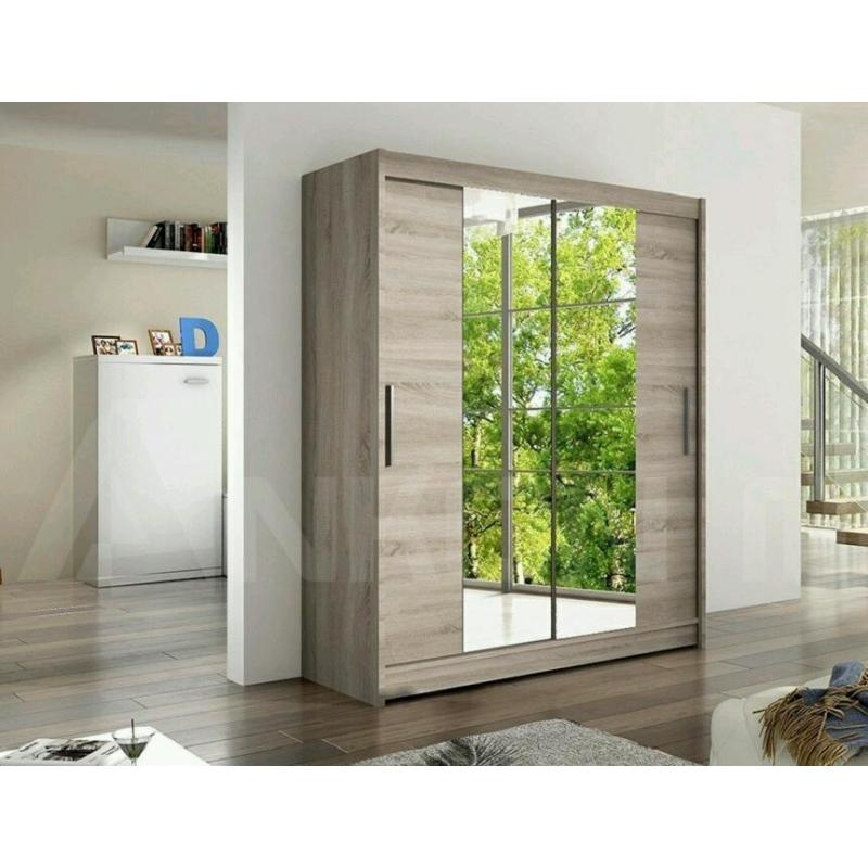 BRAND NEW 2 Sliding Doors Wardrobe with Mirror FREE DELIVERY