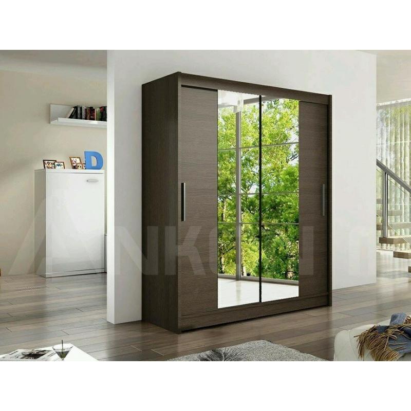 BRAND NEW 2 Sliding Doors Wardrobe with Mirror FREE DELIVERY