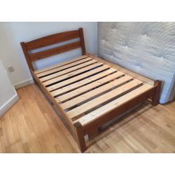 Solid pine bed with mattress - three quarter size (small double)