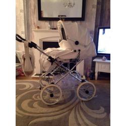 White wicker pram stunning leather push chair for sale