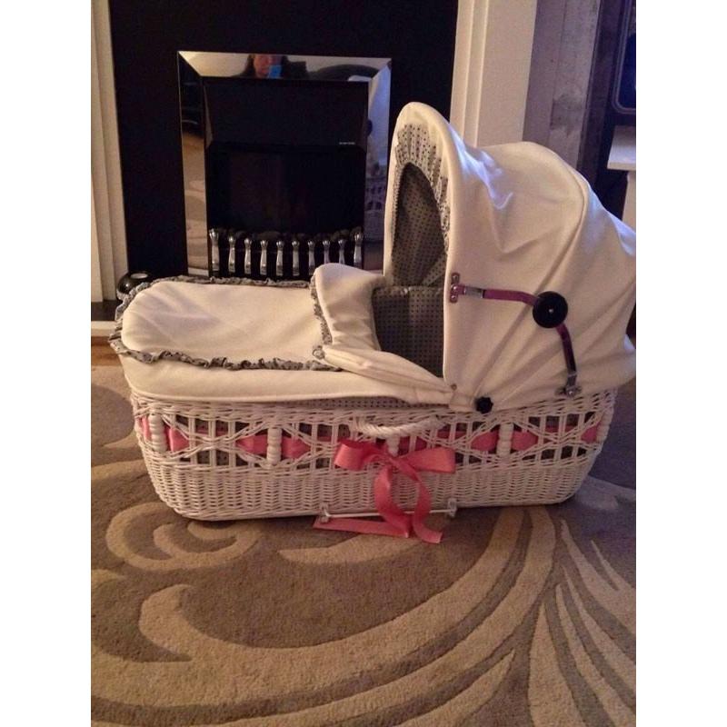 White wicker pram stunning leather push chair for sale