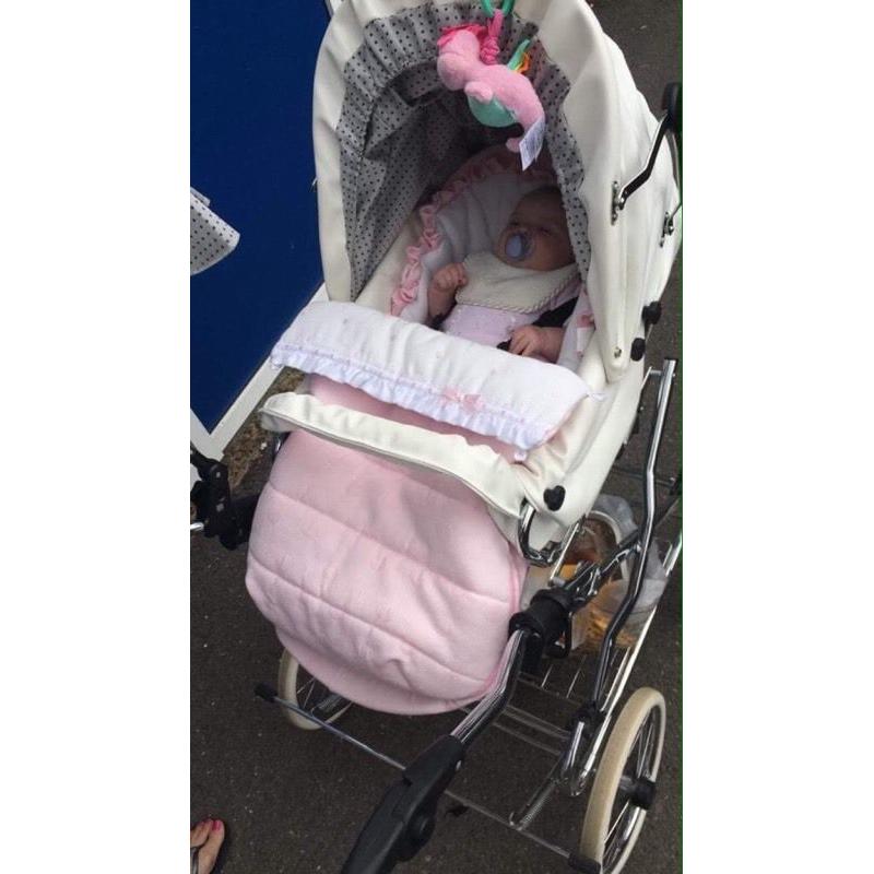 White wicker pram stunning leather push chair for sale