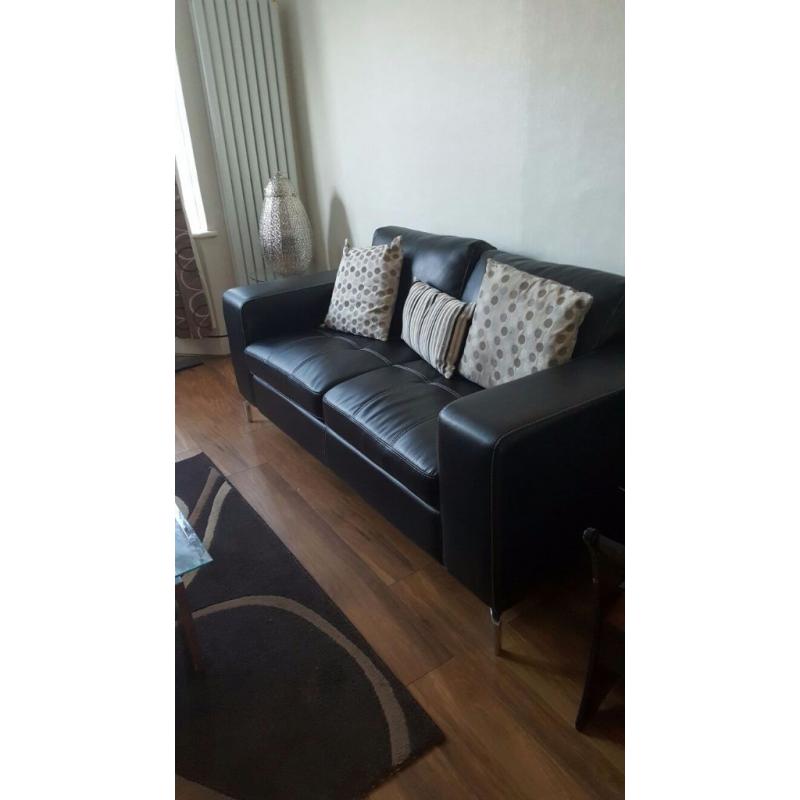 2 seater and 2 arm chairs leather