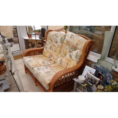 Cane furniture 2 seater with single seater