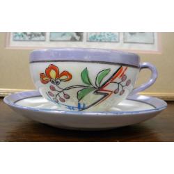 Oriental Porcelain Teacup and Saucer - Golden Series reg. FOREIGN - used