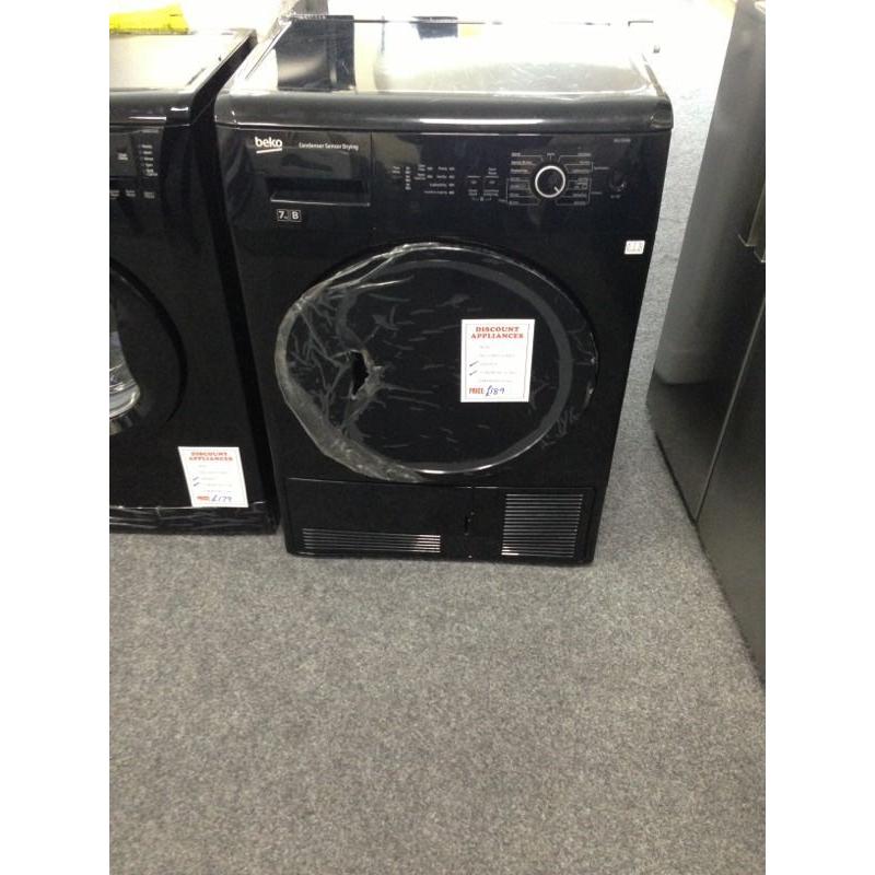 Black beko 7kg condensing dryer new graded 12 months gtee