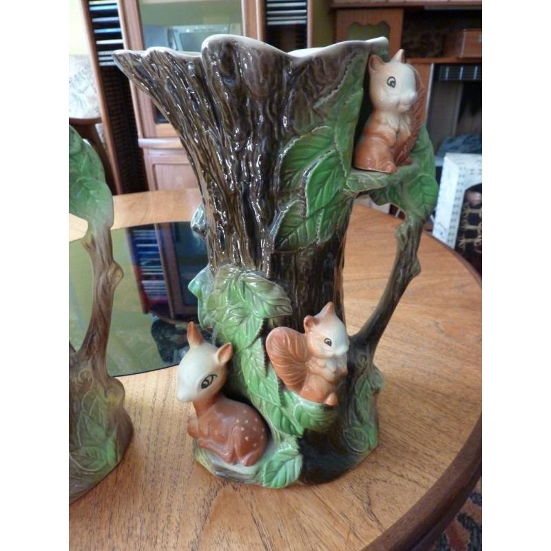NICE GROUP OF FIVE ROYAL FAUNA PORCELAIN VASE GOOD CONDITION.