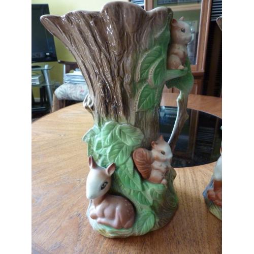 NICE GROUP OF FIVE ROYAL FAUNA PORCELAIN VASE GOOD CONDITION.