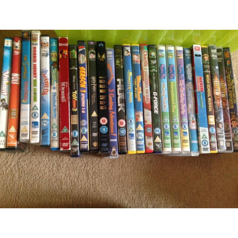 Selection of children's DVDs. From peppa pig to Harry Potter (26 in total)