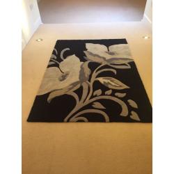 Next black and grey flower rug