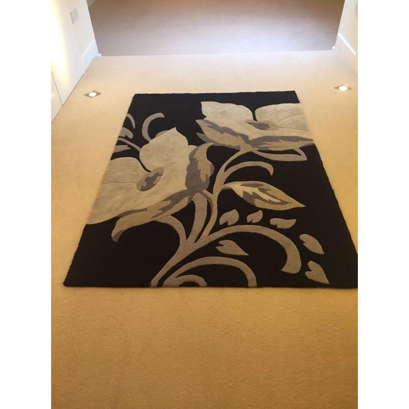 Next black and grey flower rug