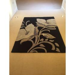 Next black and grey flower rug