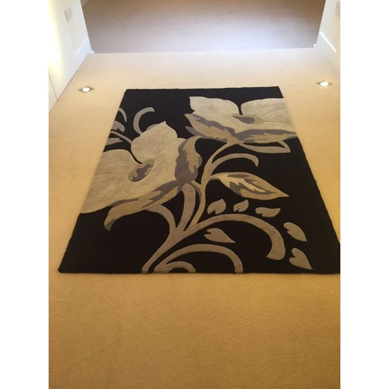 Next black and grey flower rug