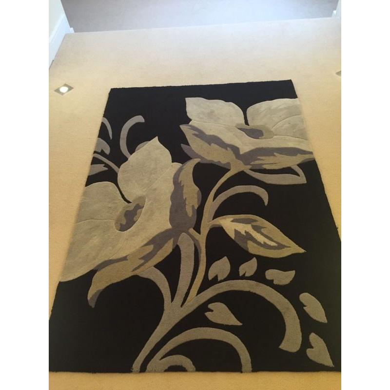 Next black and grey flower rug