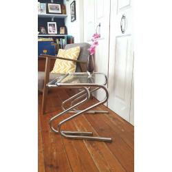 Mid Century Vintage Chrome Nest of Tables