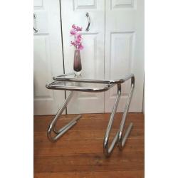Mid Century Vintage Chrome Nest of Tables