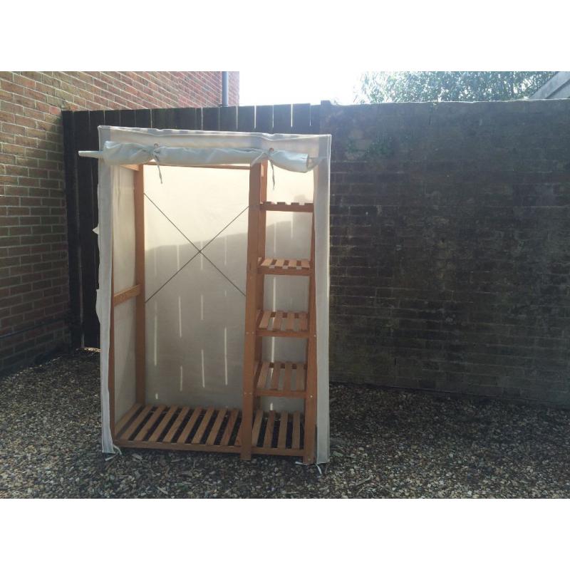 BARGAIN POLYCOTTON AND PINE WARDROBE WITH SHEVING >>>>>>