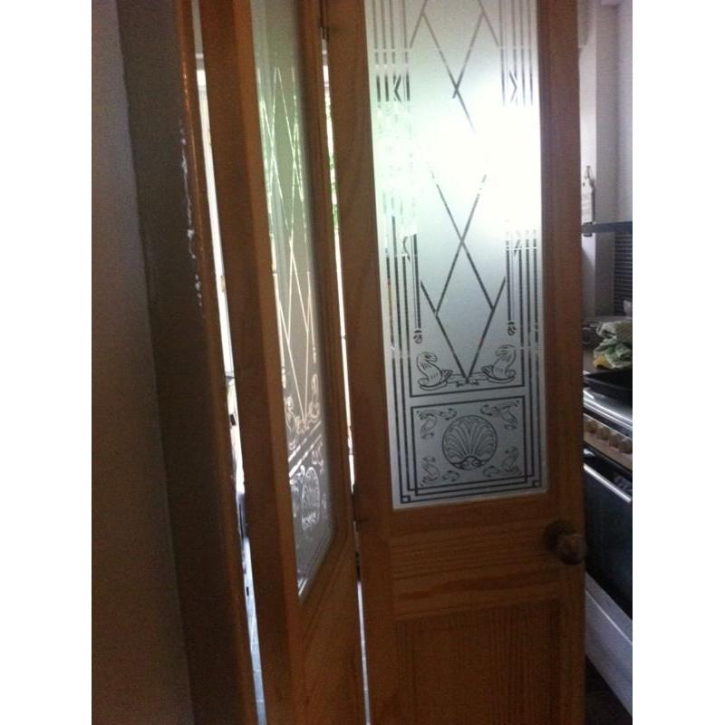 Bi folding pine wood door with handles reduced!less than half price