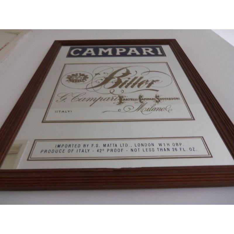 CAMPARI alcoholic liqueur breweriana pub advertising mirror 51cm X 66cm