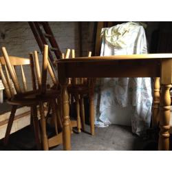 Pine dining table & 4 chairs