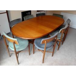 Original G-Plan Teak Extendable Dining Table with 8 Chairs – VGC