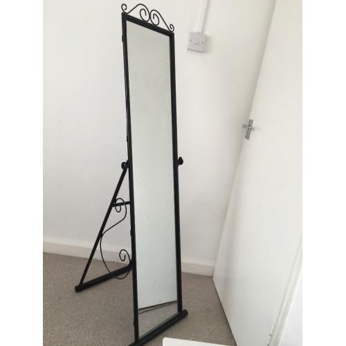 Black scroll cheval freestanding mirror