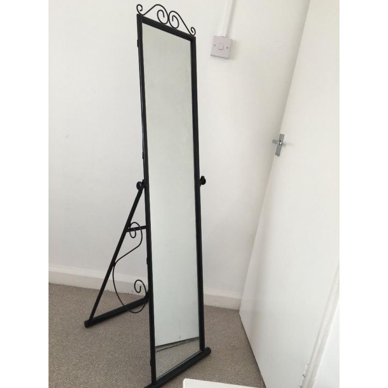 Black scroll cheval freestanding mirror