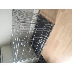 large metal 2 gate dog cage with tray included, great condition, barely used