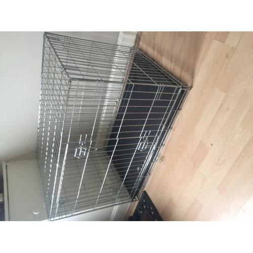large metal 2 gate dog cage with tray included, great condition, barely used