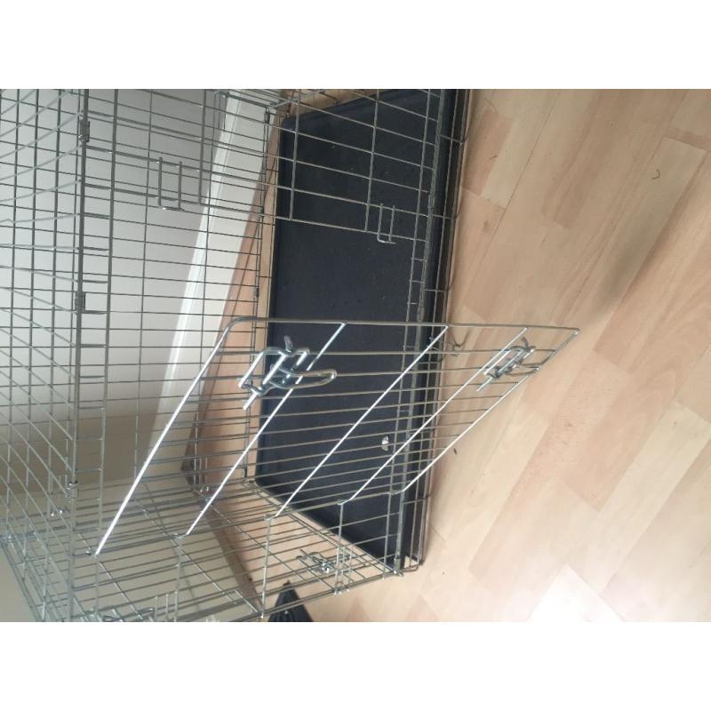 large metal 2 gate dog cage with tray included, great condition, barely used
