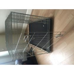 large metal 2 gate dog cage with tray included, great condition, barely used