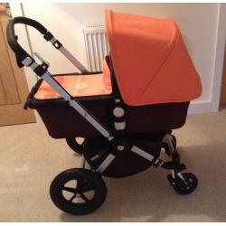 BUGABOO CAMELEON WITH NEW LIMITED EDITION LIGHT TANGERINE FABRICS IN GREAT CONDITION, WITH EXTRAS.